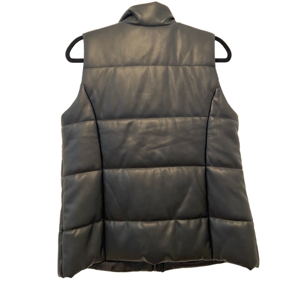 Isaac Mizrahi Live Faux Leather Zip Front Quilted Vest Black Small - Picture 2 of 13
